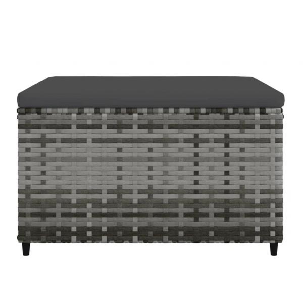 Gartenhocker mit Kissen 2 Stk. Grau Poly Rattan