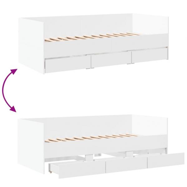 Tagesbett mit Schubladen ohne Matratze Weiß 90x200 cm