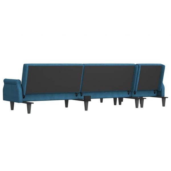 Schlafsofa in L-Form Blau 271x140x70 cm Samt