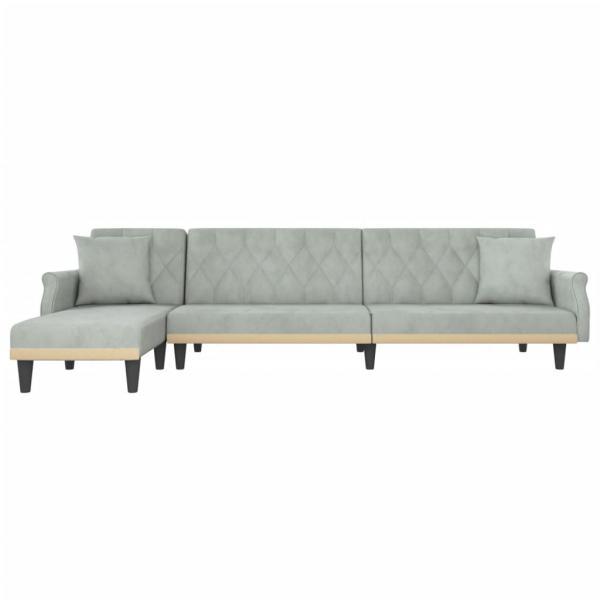 Schlafsofa in L-Form Hellgrau 271x140x70 cm Samt