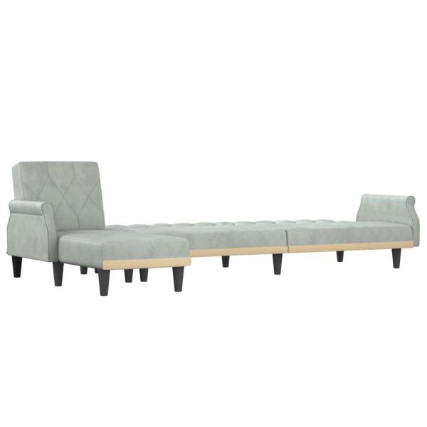 Schlafsofa in L-Form Hellgrau 271x140x70 cm Samt