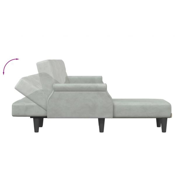 Schlafsofa in L-Form Hellgrau 271x140x70 cm Samt