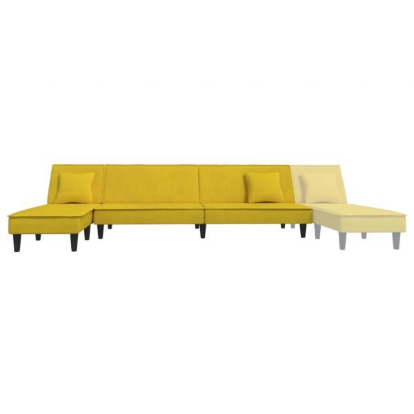 Schlafsofa in L-Form Gelb 255x140x70 cm Samt