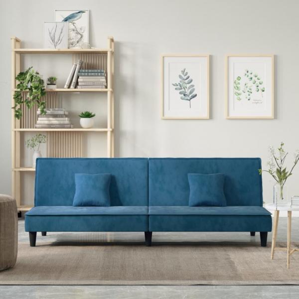 ARDEBO.de - Schlafsofa Blau Samt