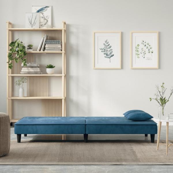 Schlafsofa Blau Samt