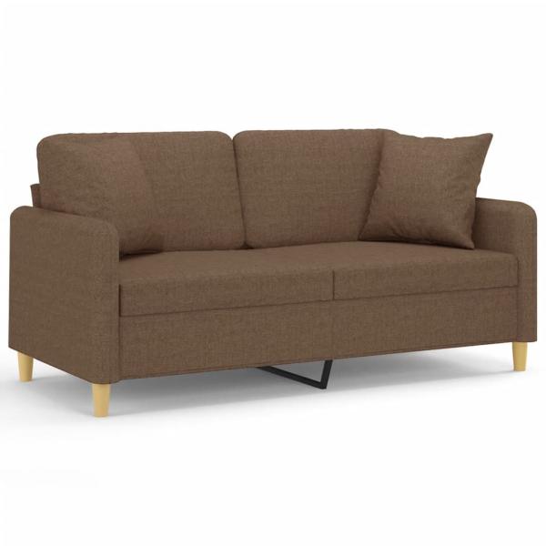 2-Sitzer-Sofa mit Zierkissen Braun 140 cm Stoff