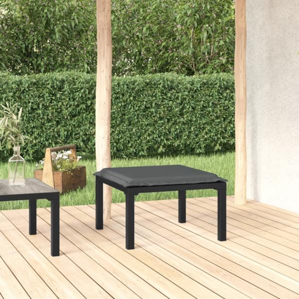 ARDEBO.de - Gartenhocker mit Kissen Schwarz und Grau Poly Rattan