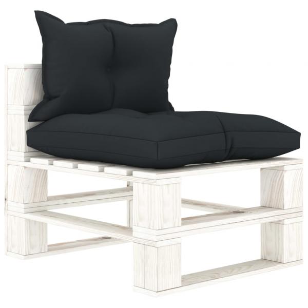 ARDEBO.de - Garten-Paletten-Mittelsofa mit Kissen in Anthrazit Holz