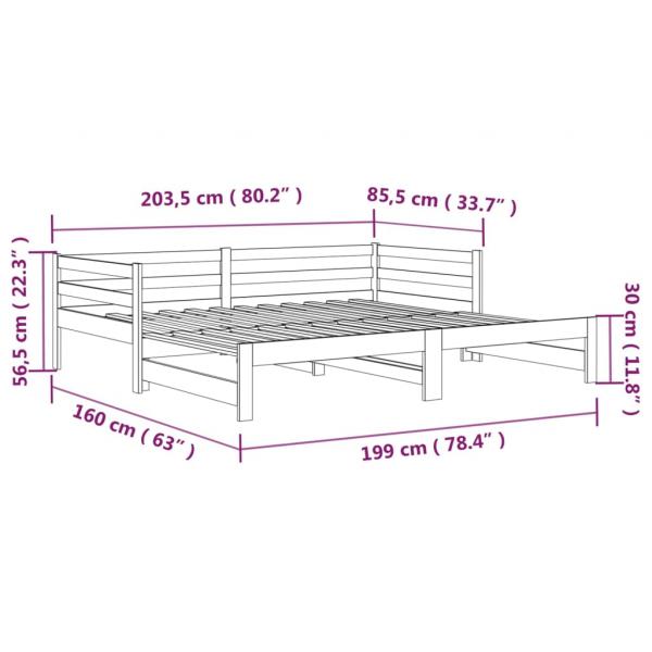 Ausziehbares Tagesbett ohne Matratze Weiß 80x200 cm