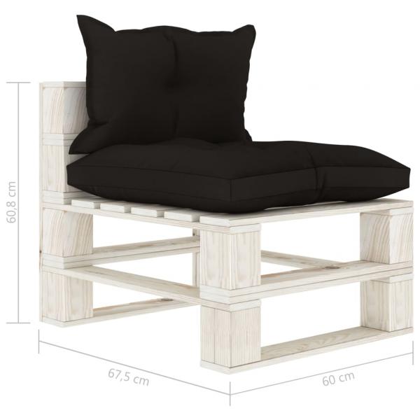 Garten-Paletten-Mittelsofa mit Kissen in Schwarz Holz