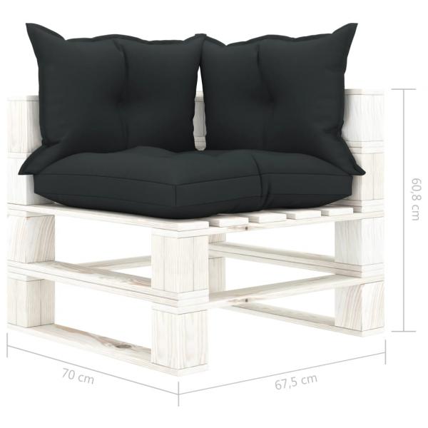 Garten-Paletten-Ecksofa mit Kissen in Anthrazit Holz