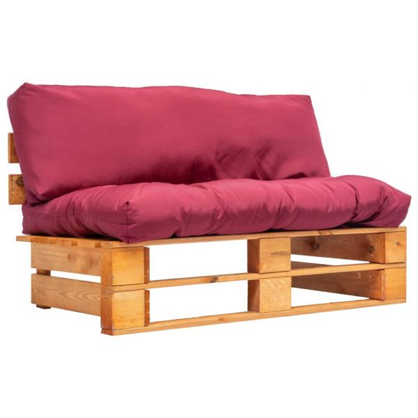 ARDEBO.de - Outdoor-Sofa Paletten mit Kissen in Rot Kiefernholz