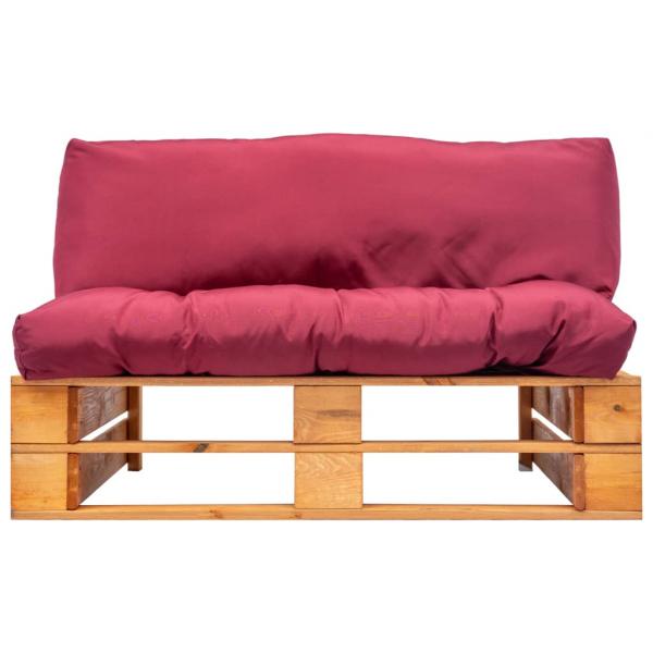 Outdoor-Sofa Paletten mit Kissen in Rot Kiefernholz