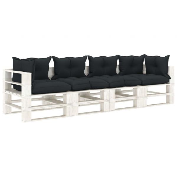 ARDEBO.de - Garten-Palettensofa 4-Sitzer mit Kissen in Anthrazit Holz