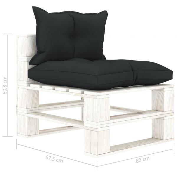 Garten-Palettensofa 3-Sitzer mit Kissen in Anthrazit Holz