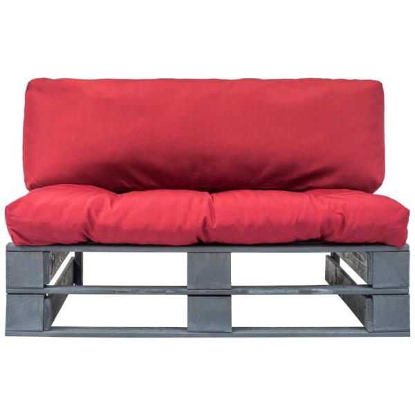 Outdoor-Sofa Paletten mit Kissen in Rot Kiefernholz