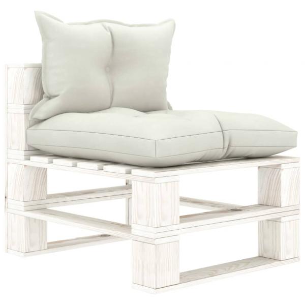 ARDEBO.de - Garten-Paletten-Mittelsofa mit Kissen in Beige Holz