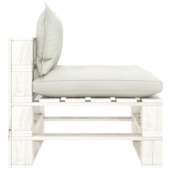 Garten-Paletten-Mittelsofa mit Kissen in Beige Holz