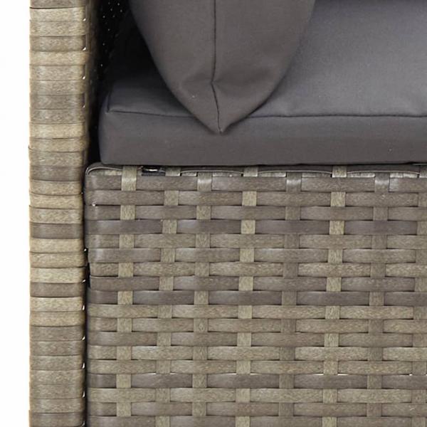 5-tlg. Garten-Lounge-Set mit Kissen Grau Poly Rattan