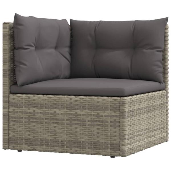 5-tlg. Garten-Lounge-Set mit Kissen Grau Poly Rattan