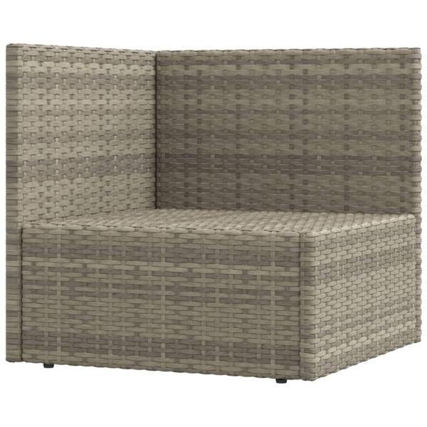 5-tlg. Garten-Lounge-Set mit Kissen Grau Poly Rattan