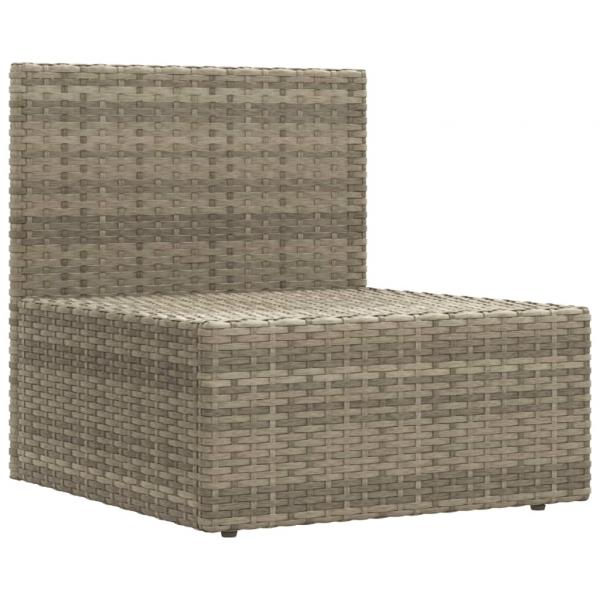 5-tlg. Garten-Lounge-Set mit Kissen Grau Poly Rattan