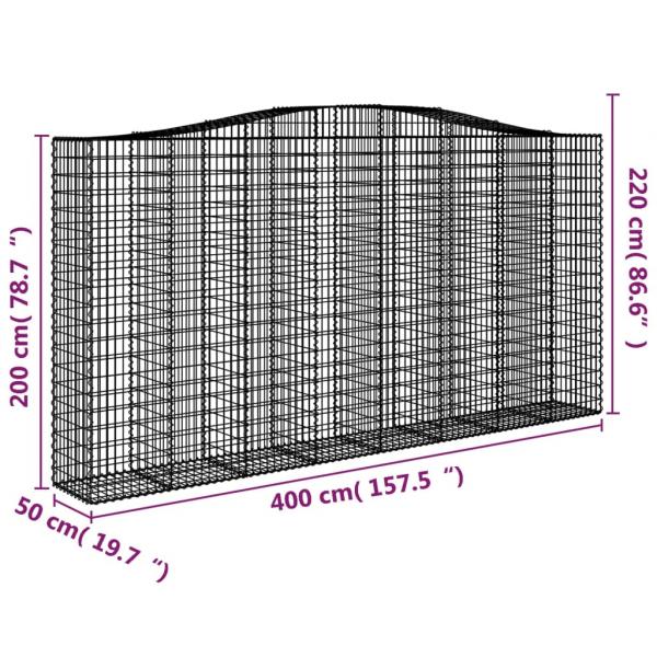 Gabionen mit Hochbogen 2 Stk. 400x50x200/220cm Verzinktes Eisen