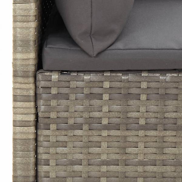 4-tlg. Garten-Lounge-Set mit Kissen Grau Poly Rattan