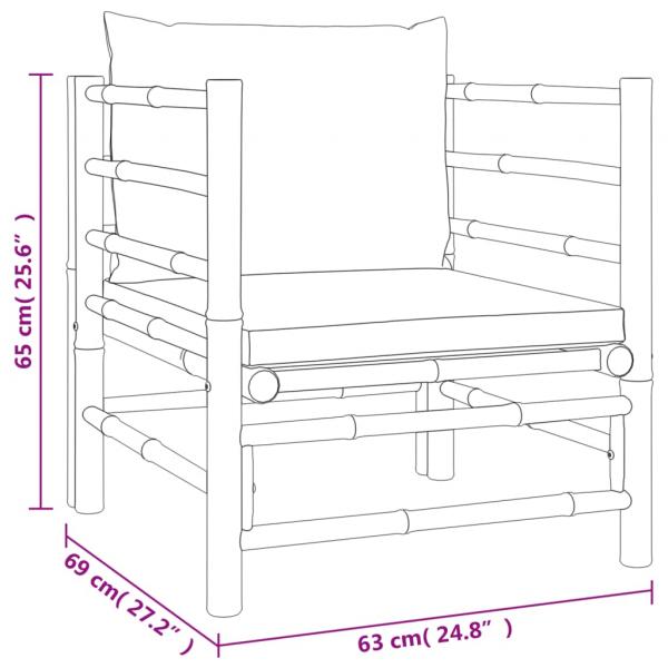 7-tlg. Garten-Lounge-Set mit Taupe Kissen Bambus