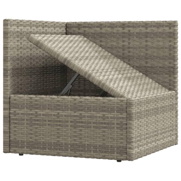 5-tlg. Garten-Lounge-Set mit Kissen Grau Poly Rattan