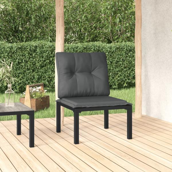 ARDEBO.de - Gartenstuhl mit Kissen Schwarz und Grau Poly Rattan