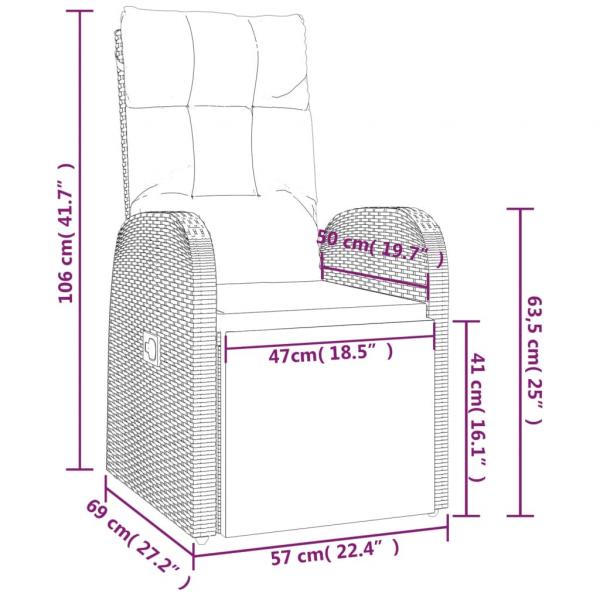 3-tlg. Garten-Lounge-Set Schwarz Poly Rattan Massivholz Akazie