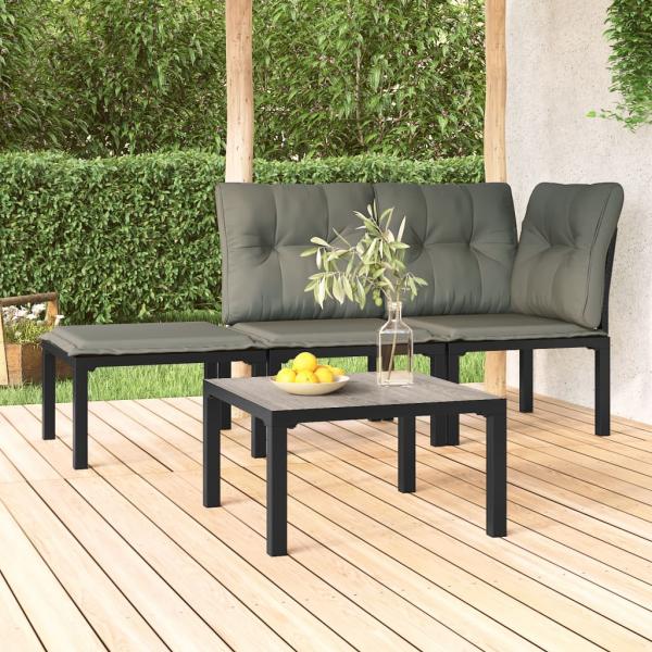 ARDEBO.de - Garten-Couchtisch Grau 55x55x31 cm DPC und Stahl