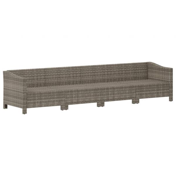 4-tlg. Garten-Lounge-Set mit Kissen Grau Poly Rattan