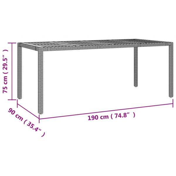 7-tlg. Garten-Essgruppe mit Kissen Schwarz Poly Rattan