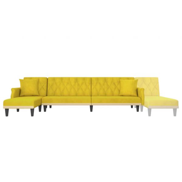 Schlafsofa in L-Form Gelb 271x140x70 cm Samt