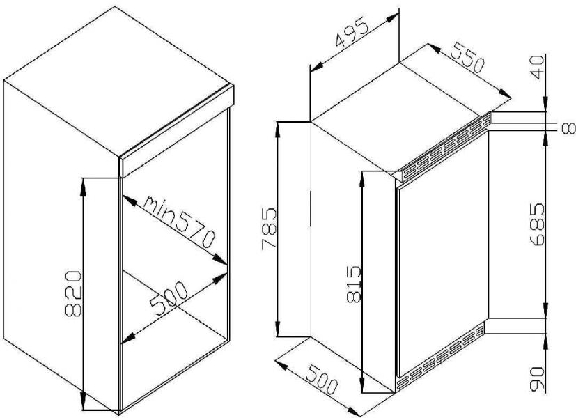 Amica UVKSD 351 951 Unterbau-Vollraum-Kühlschrank, Nischenhöhe: 82 cm, 103 L, Inverter Kompressor, LED-Beleuchtung, dekorfähig (1195108)