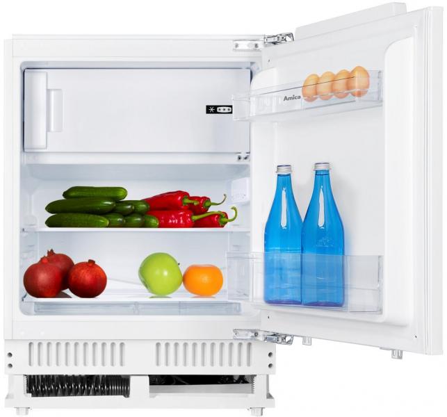 Amica UKSX 361 901 Unterbau-Kühlschrank mit Gefrierfach, Nischenhöhe: 82 cm, 111 L, Festtür-Technik, elektronische Steuerung, Tür-Offen-Alarm, Supergefrierfunktion, weiß (1195028)