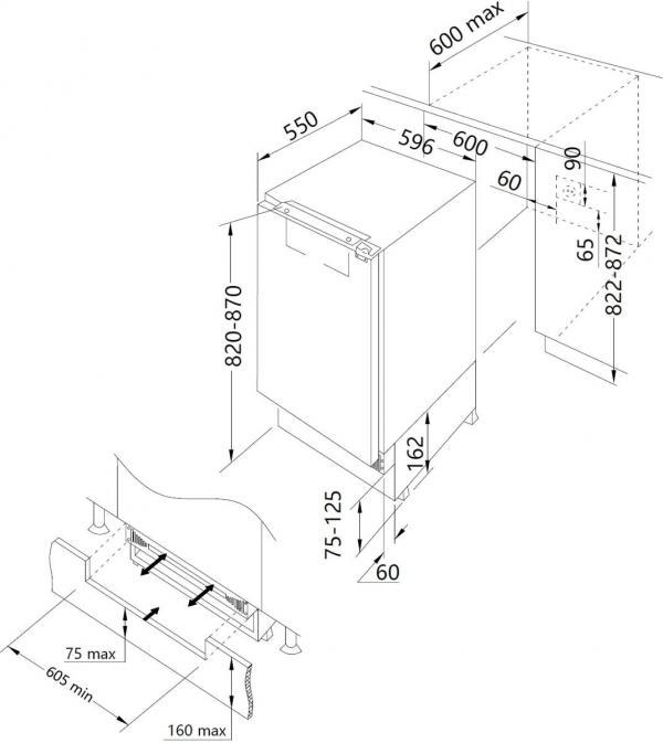 Amica UKSX 361 901 Unterbau-Kühlschrank mit Gefrierfach, Nischenhöhe: 82 cm, 111 L, Festtür-Technik, elektronische Steuerung, Tür-Offen-Alarm, Supergefrierfunktion, weiß (1195028)