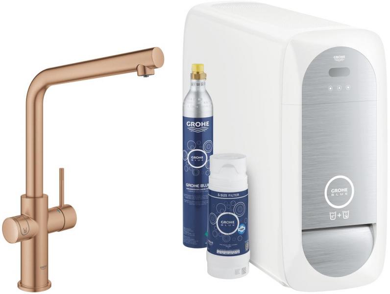 ARDEBO.de GROHE Blue Home L-Auslauf Starter Kit, Bluetooth/WIFI, warm sunset gebürstet (31454DL1)