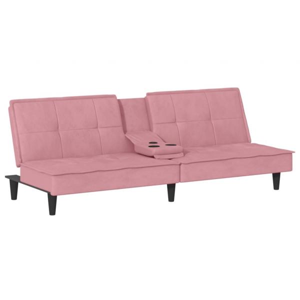 Schlafsofa mit Getränkehaltern Rosa Samt