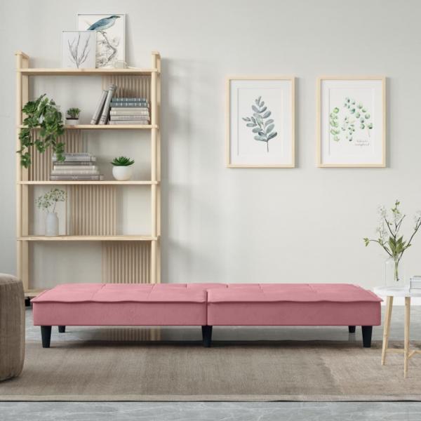 Schlafsofa mit Getränkehaltern Rosa Samt