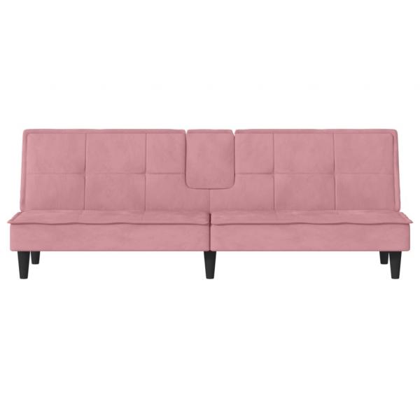 Schlafsofa mit Getränkehaltern Rosa Samt