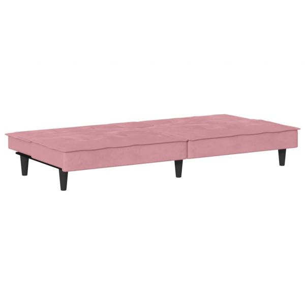 Schlafsofa mit Getränkehaltern Rosa Samt