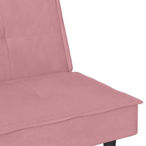 Schlafsofa mit Getränkehaltern Rosa Samt