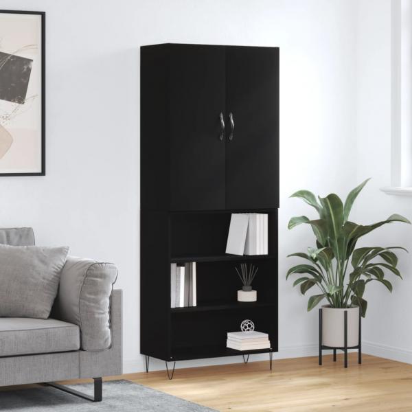 ARDEBO.de - Highboard Schwarz 69,5x34x180 cm Holzwerkstoff