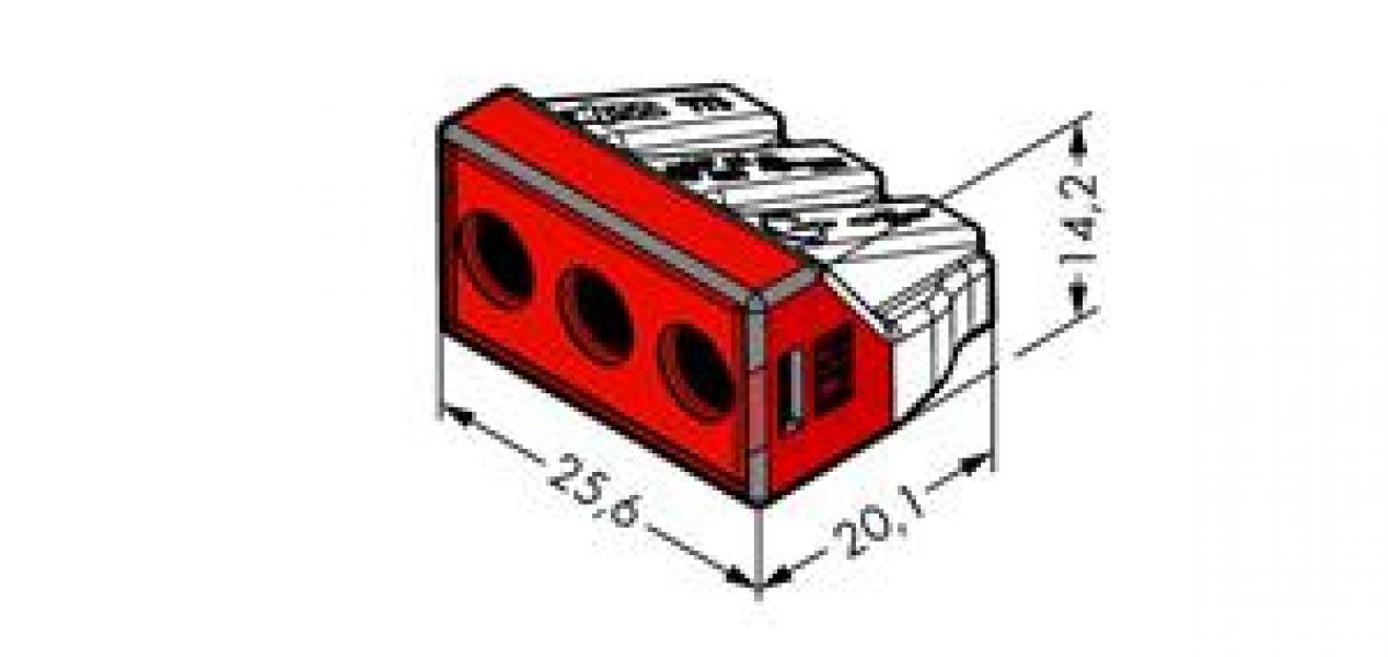 WAGO Kontakttechnik Verbindungsdosenklemme 3-Leiter-Klemme, rot (50 ST)