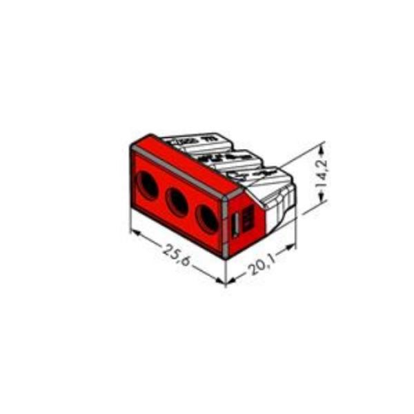 WAGO Kontakttechnik Verbindungsdosenklemme 3-Leiter-Klemme, rot (50 ST)