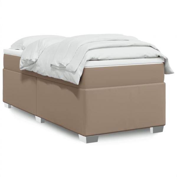 ARDEBO.de - Boxspringbett mit Matratze Cappuccino-Braun 80x200cm Kunstleder