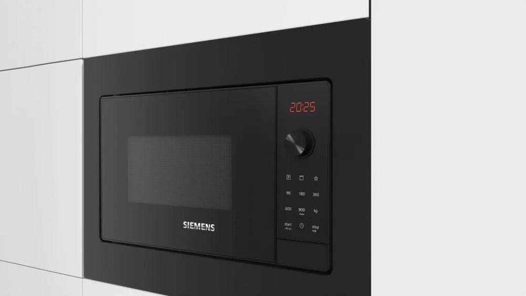 Siemens BE623LMB3 iQ300 Einbau-Mikrowelle, 800 W, 20L, 382x595x335mm, cookControl8, Grillfunktion, schwarz/Edelstahl